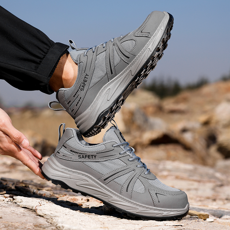 GUYISA  Gray leisure series European standard steel toe solid double - density polyurethane PU anti - smash anti - pierce safety shoes