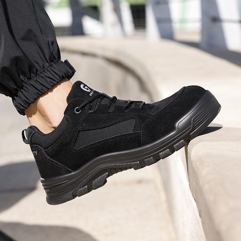 GUYISA   Black suede up - to - standard plastic toe cap 10KV insulated anti - smash anti - pierce foot protection shoes）