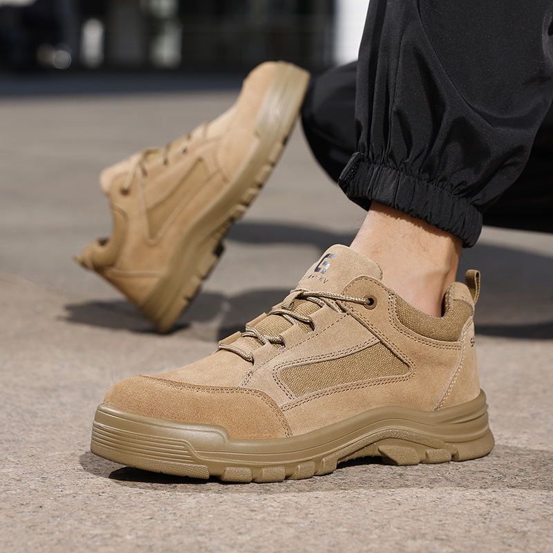 GUYISA  Brown up - to - standard plastic toe cap 10KV insulated anti - smash anti - pierce foot protection shoes