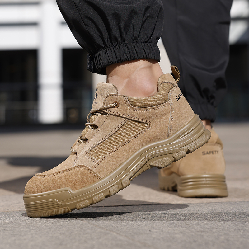 GUYISA  Brown up - to - standard plastic toe cap 10KV insulated anti - smash anti - pierce foot protection shoes