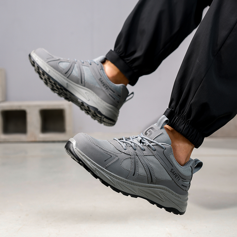 GUYISA  Gray leisure series European standard steel toe solid double - density polyurethane PU anti - smash anti - pierce safety shoes