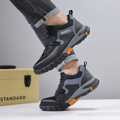 GUYISA Black new European standard steel toe cap rubber sole anti - smash anti - pierce anti - static safety shoes