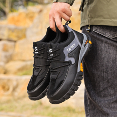 GUYISA Black new European standard steel toe cap rubber sole anti - smash anti - pierce anti - static safety shoes