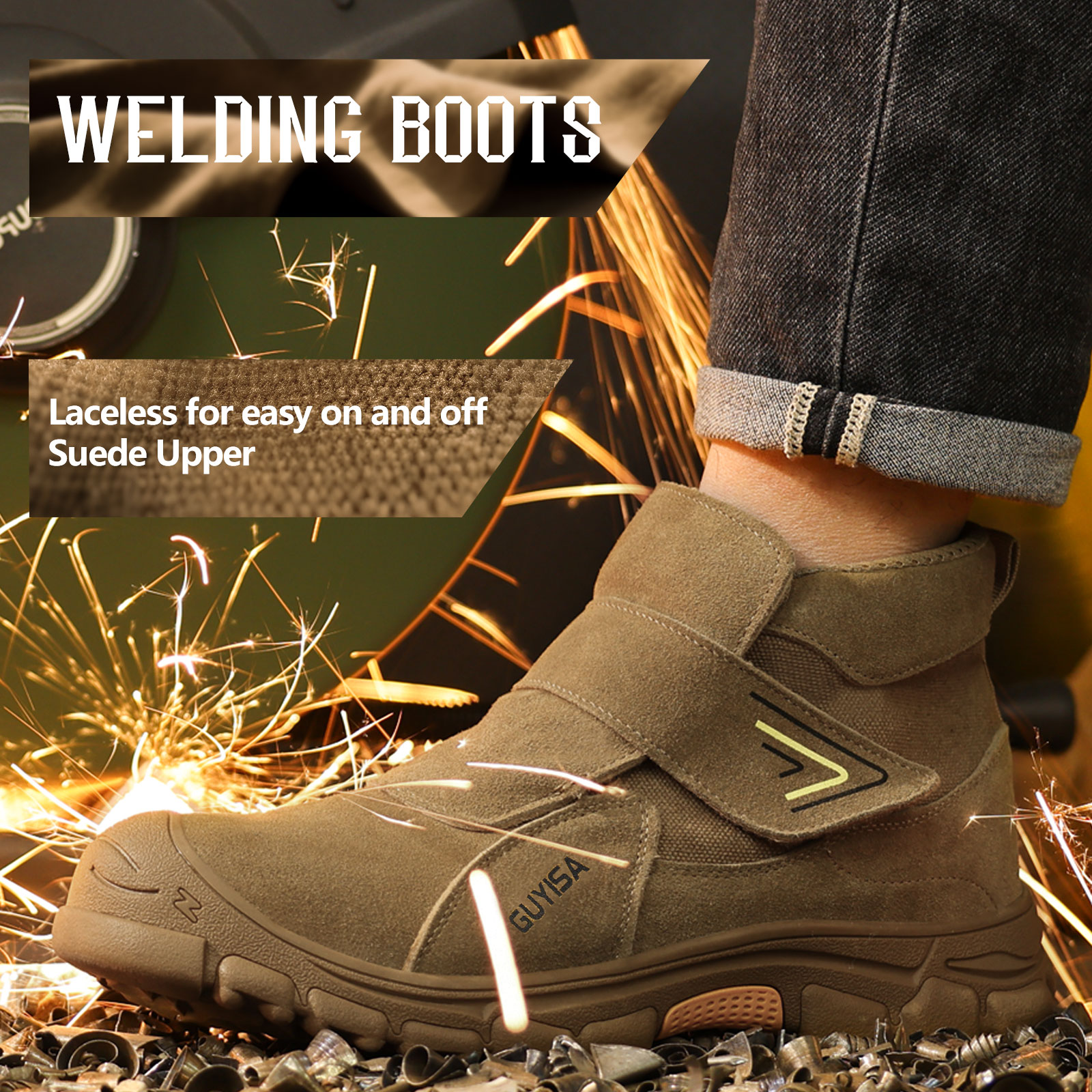 GUYISA Industrial safety boots Welders work European standard steel toe safety boots