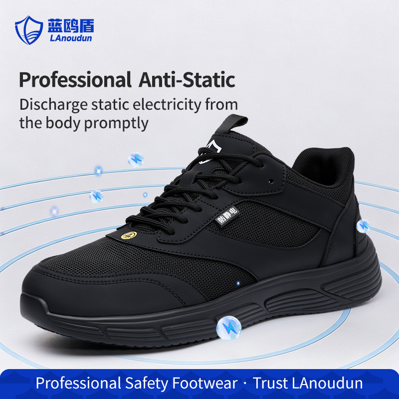 LAnoudun Hiking Series Black Color Safety Shoes Microfiber Upper Anti-static