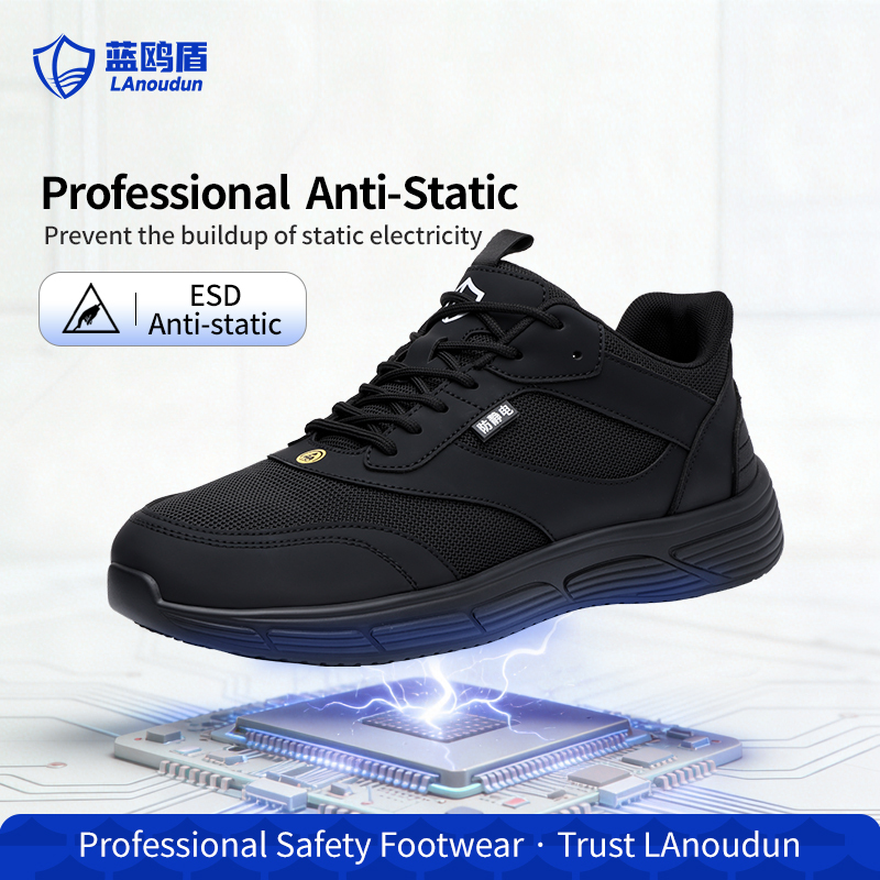LAnoudun Hiking Series Black Color Safety Shoes Microfiber Upper Anti-static