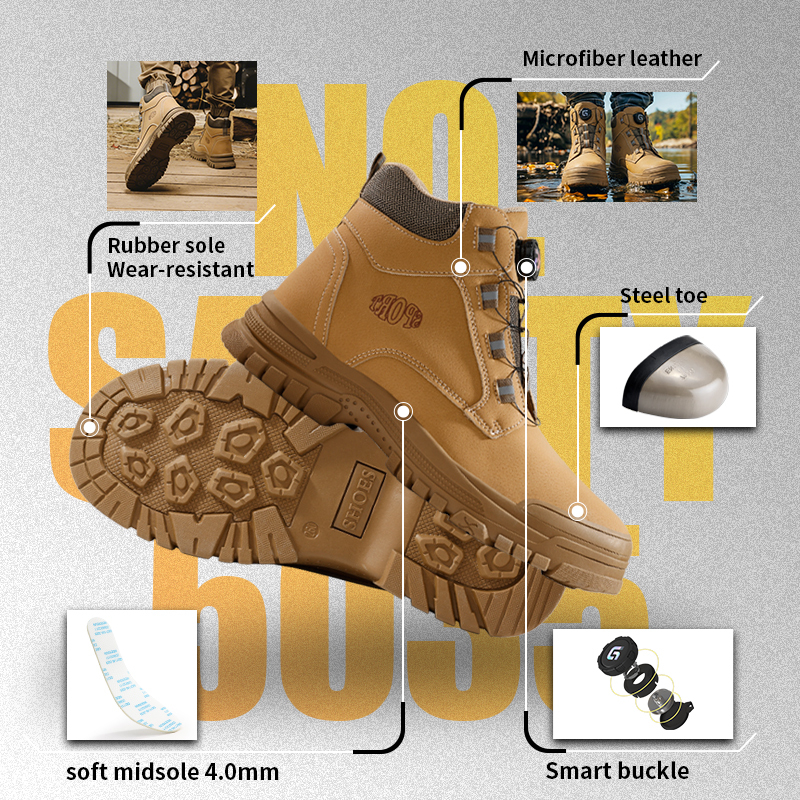 GUYISA New Style Smart Button Fly Woven Fabric Upper European Standard Steel Toe Safety Shoes