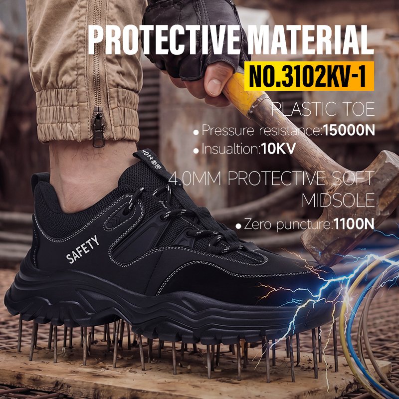GUYISA 3102KV Dad Style Safety Shoes 10KV Insulated Anti-smash Anti-puncture EU Plastic Toe Rubber-plastic Sole