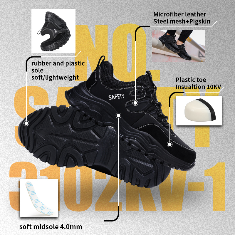 GUYISA 3102KV Dad Style Safety Shoes 10KV Insulated Anti-smash Anti-puncture EU Plastic Toe Rubber-plastic Sole