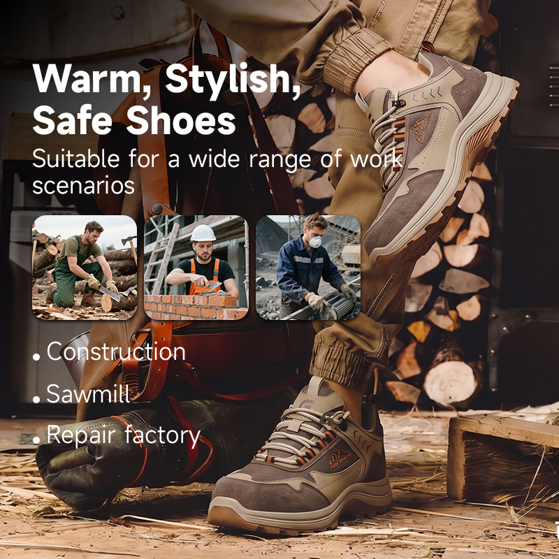 GUYISA 6055 Brown Work Safety Shoes Steel Toe Anti-Puncture Solid Dual Density PU Sole