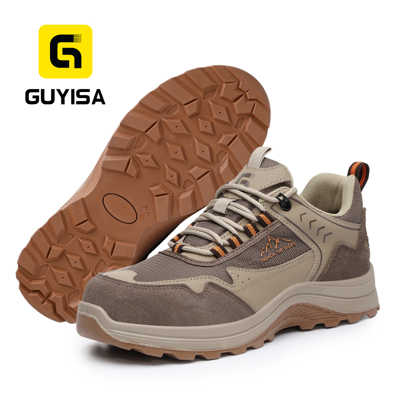 GUYISA 6055 Brown Work Safety Shoes Steel Toe Anti-Puncture Solid Dual Density PU Sole