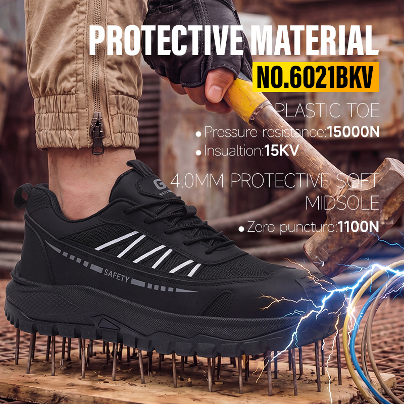 GUYISA 6021BKV 15KV Insulated Casual Safety Shoes Plastic Toe Anti Crush Anti Penetration MD Sole