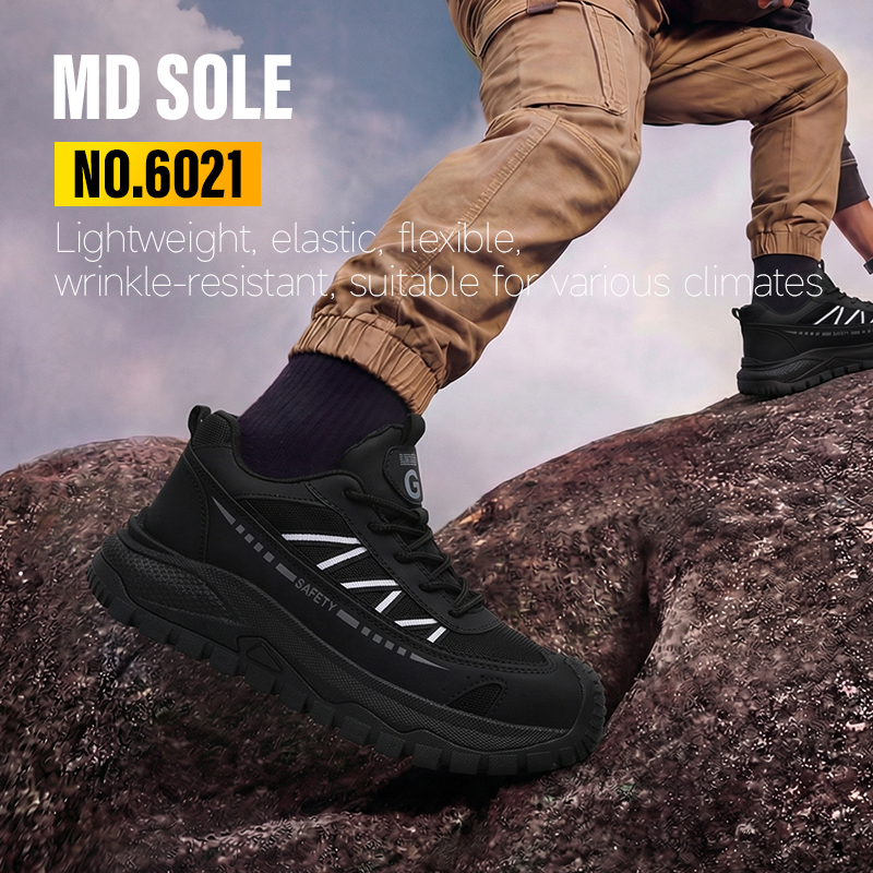 GUYISA 6021BK European Standard Steel Toe Work Shoes Anti Impact Anti Penetration Casual Footwear