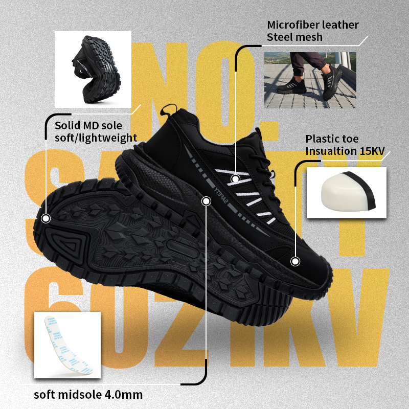 GUYISA 6021BKV 15KV Insulated Casual Safety Shoes Plastic Toe Anti Crush Anti Penetration MD Sole