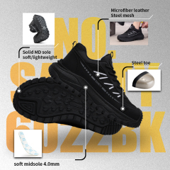 GUYISA 6021BK European Standard Steel Toe Work Shoes Anti Impact Anti Penetration Casual Footwear