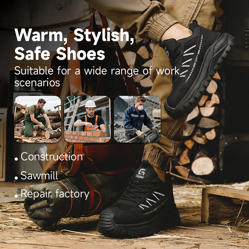 GUYISA 6021BK European Standard Steel Toe Work Shoes Anti Impact Anti Penetration Casual Footwear