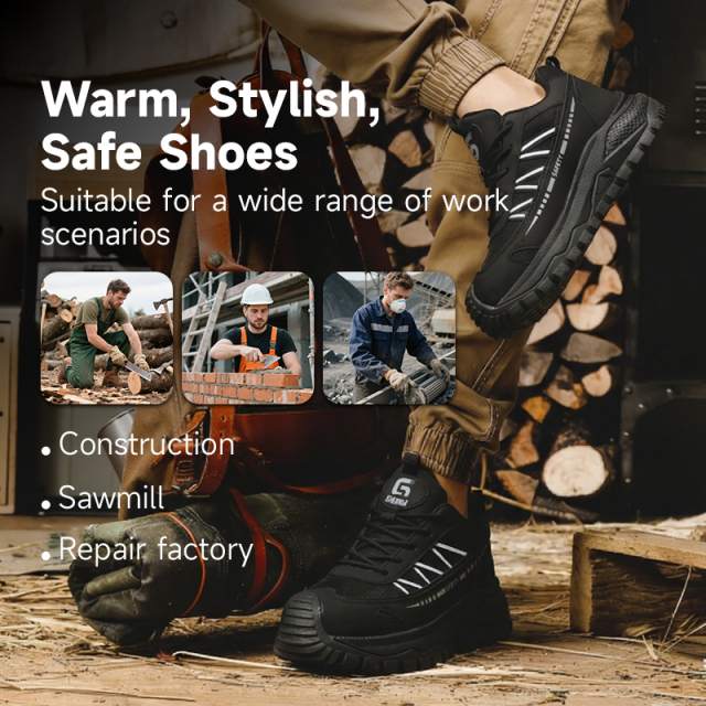 GUYISA 6021BK European Standard Steel Toe Work Shoes Anti Impact Anti Penetration Casual Footwear