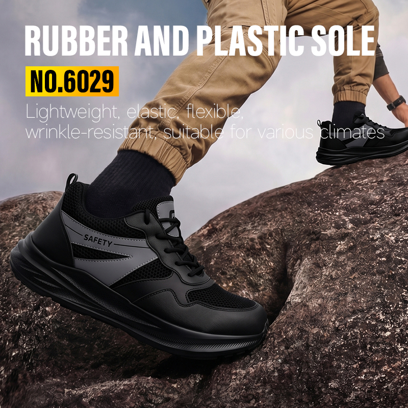GUYISA 6029 Sport Safety Shoes, European Standard Steel Toe Work Boots, Puncture & Crush Proof Wide Toe Box Safety Footwear