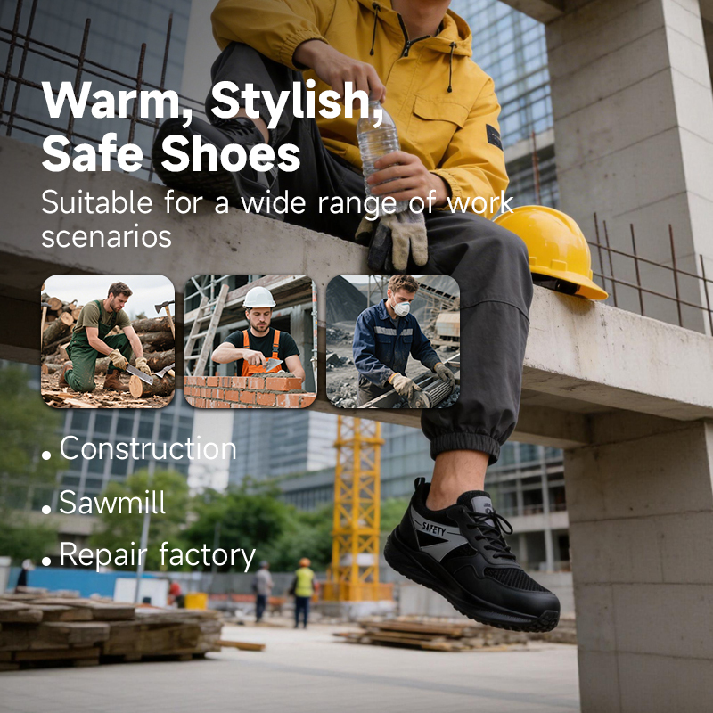 GUYISA 6029 Sport Safety Shoes, European Standard Steel Toe Work Boots, Puncture & Crush Proof Wide Toe Box Safety Footwear
