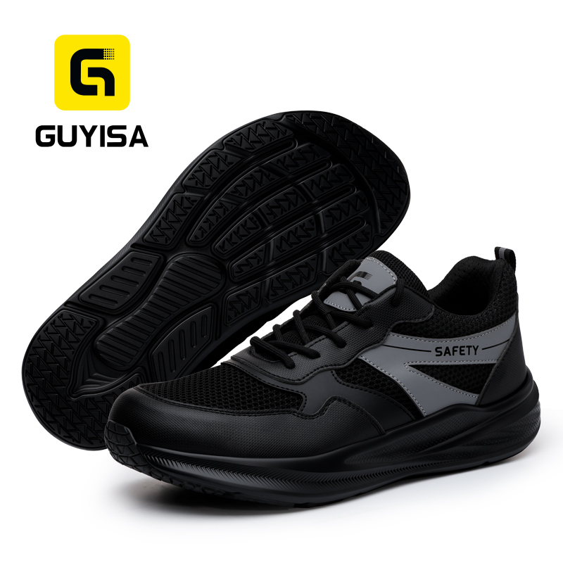 GUYISA 6029 Sport Safety Shoes, European Standard Steel Toe Work Boots, Puncture & Crush Proof Wide Toe Box Safety Footwear