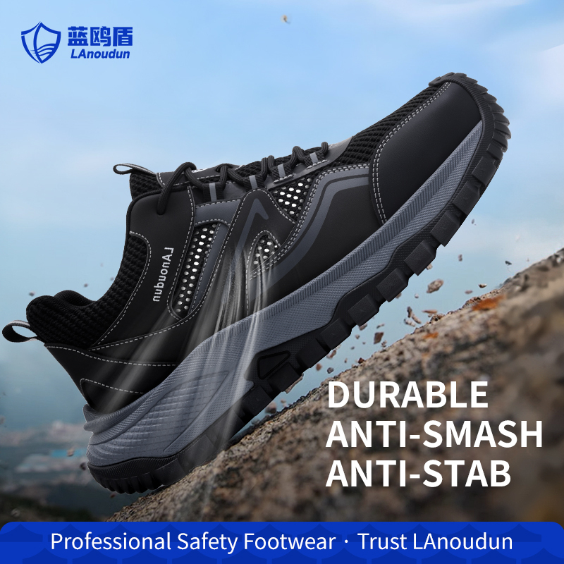 GUYISA  D320T Casual Series Safety Shoes Anti-Smash Anti-Puncture EU Standard Steel Toe Cap MD Sole Microfiber & Flyknit Mesh Upper Work Shoes