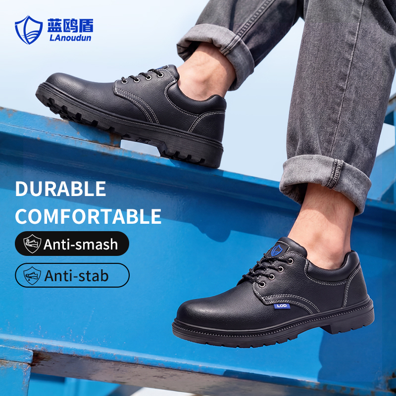 GUYISA  Classic Series D005S Safety Shoes EU Steel Toe Anti-Smash Anti-Puncture Dual Density PU Sole Microfiber Split Leather Work Boots