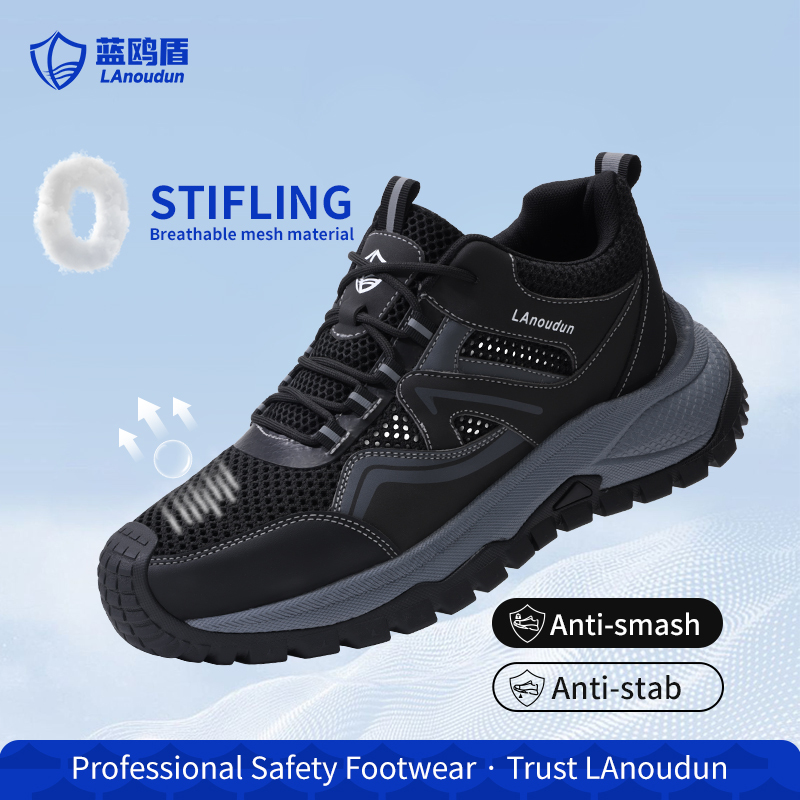 GUYISA  D320T Casual Series Safety Shoes Anti-Smash Anti-Puncture EU Standard Steel Toe Cap MD Sole Microfiber & Flyknit Mesh Upper Work Shoes