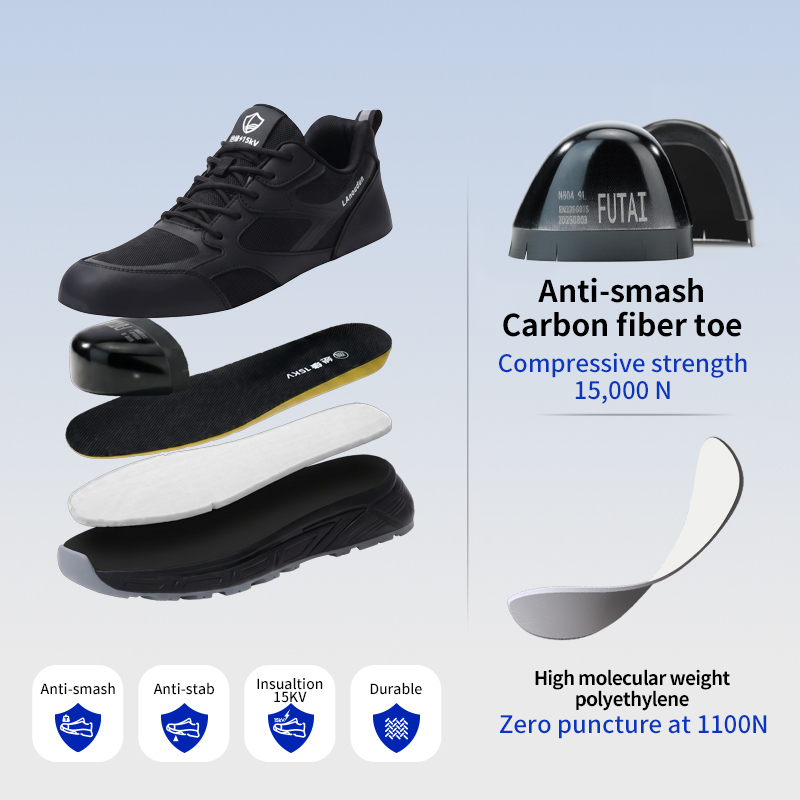 GUYISA  D310Q Casual Style Safety Shoes Anti-Smash Anti-Puncture 15KV Insulation Carbon Fiber Toe MD Sole Microfiber & Steel Wire Fabric Work Shoes