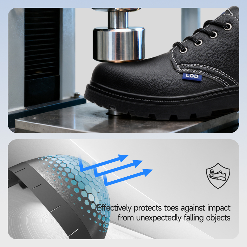 GUYISA  Classic Series D005S Safety Shoes EU Steel Toe Anti-Smash Anti-Puncture Dual Density PU Sole Microfiber Split Leather Work Boots