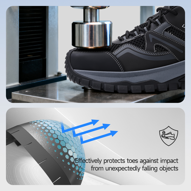 GUYISA  D320T Casual Series Safety Shoes Anti-Smash Anti-Puncture EU Standard Steel Toe Cap MD Sole Microfiber & Flyknit Mesh Upper Work Shoes