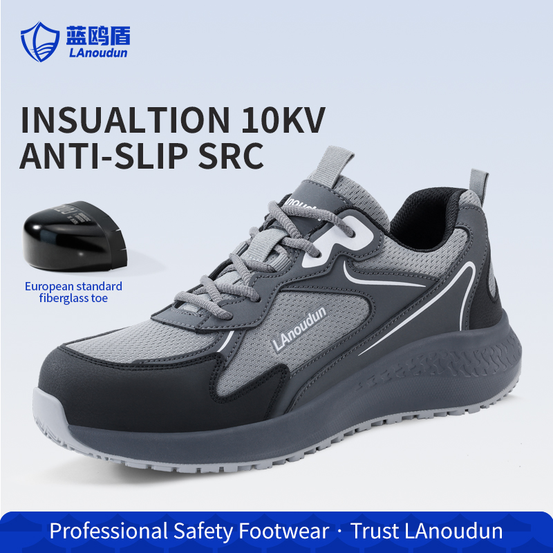 LAnoudun D210Q Casual Safety Shoes, Carbon Fiber Toe Anti-smash Anti-puncture, 10KV Insulated, SRC Non-slip, MD Sole, Microfiber & 3D Mesh Work Shoes