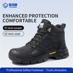 LAoudun D253BK Hiking Series Safety Shoes, Anti-smash Anti-puncture Steel Toe, Durable Microfiber Upper, Slip Resistant Rubber Sole