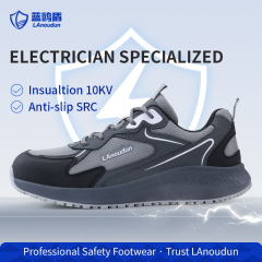LAnoudun D210Q Casual Safety Shoes, Carbon Fiber Toe Anti-smash Anti-puncture, 10KV Insulated, SRC Non-slip, MD Sole, Microfiber & 3D Mesh Work Shoes