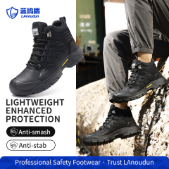 LAoudun D253BK Hiking Series Safety Shoes, Anti-smash Anti-puncture Steel Toe, Durable Microfiber Upper, Slip Resistant Rubber Sole