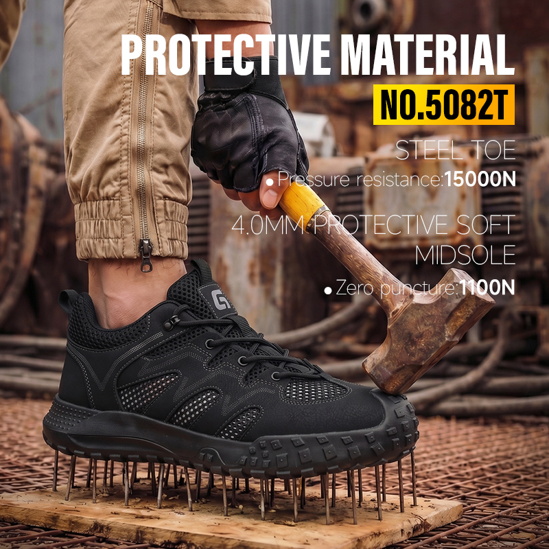 GUYISA  5082T Hiking Safety Shoes, Euro Steel Toe Anti-Smash Anti-Puncture Rubber Sole