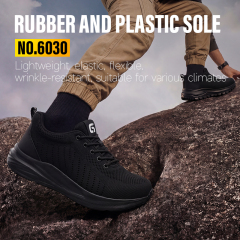 GUYISA 6030 Sports Safety Shoes, Wide Toe Box, Euro Steel Toe Anti-smashing Anti-puncture Work Shoes, Breathable Microfiber Fly Woven Upper, Non-slip Wear-resistant Rubber-Plastic Sole for Industrial Outdoor