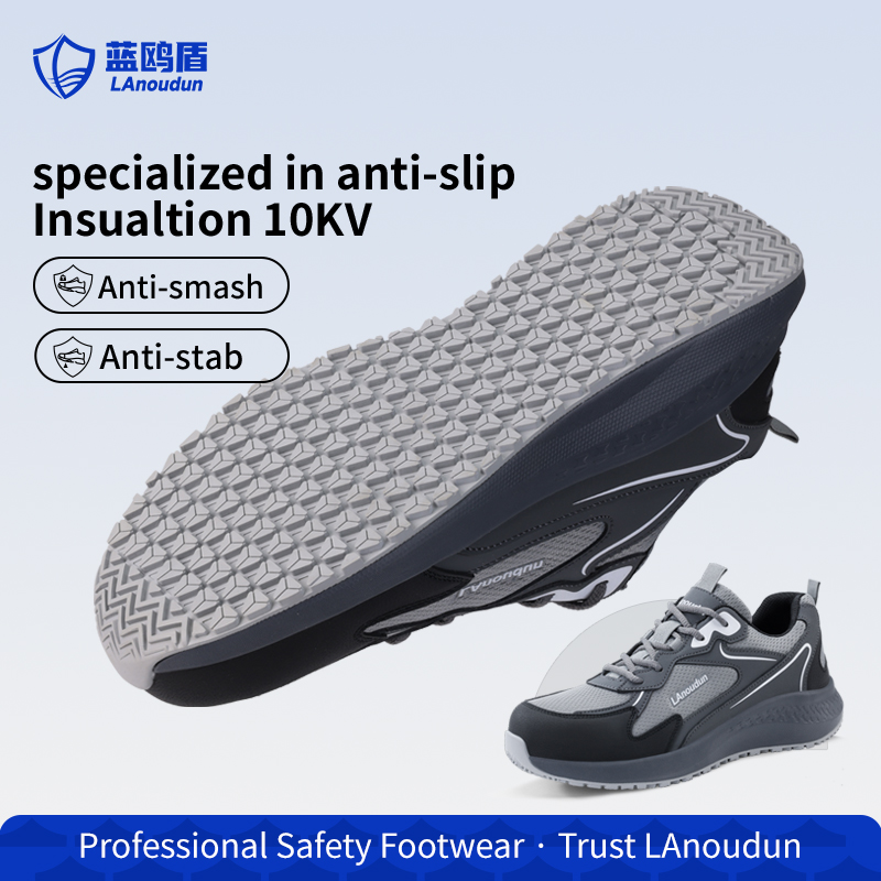 LAnoudun D210Q Casual Safety Shoes, Carbon Fiber Toe Anti-smash Anti-puncture, 10KV Insulated, SRC Non-slip, MD Sole, Microfiber & 3D Mesh Work Shoes