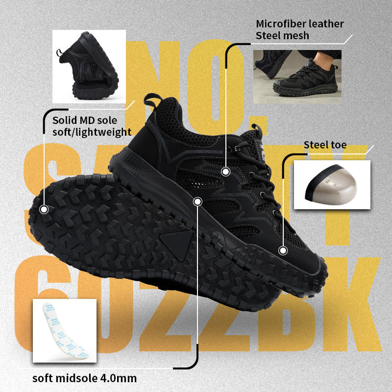 GUYISA  5082T Hiking Safety Shoes, Euro Steel Toe Anti-Smash Anti-Puncture Rubber Sole