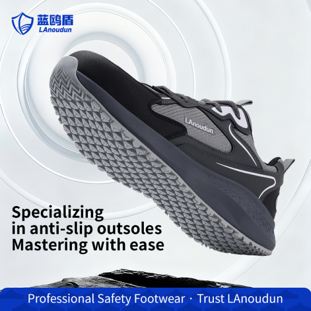 LAnoudun D210Q Casual Safety Shoes, Carbon Fiber Toe Anti-smash Anti-puncture, 10KV Insulated, SRC Non-slip, MD Sole, Microfiber & 3D Mesh Work Shoes
