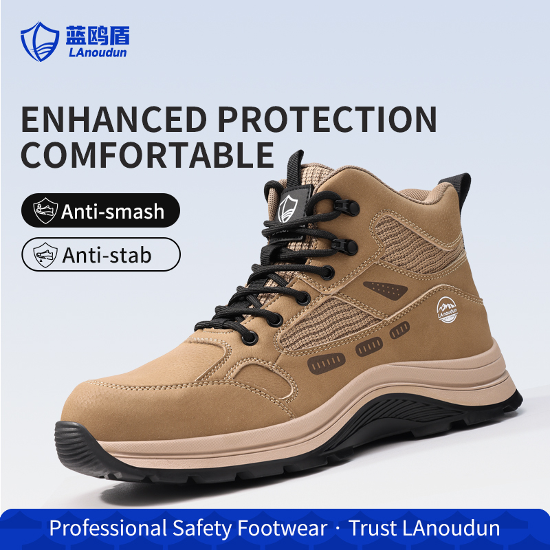 LAoudun D2291BN Work Series Safety Shoes, EN Standard Steel Toe, Anti-Puncture, Rubber Outsole, Microfiber & Sandwich Mesh Upper