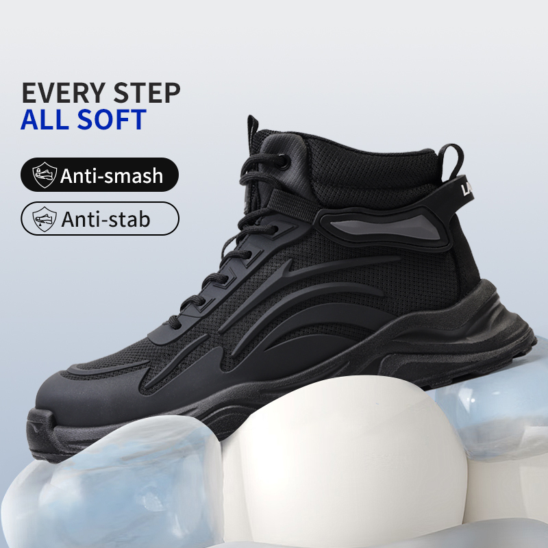 LAoudun DL211G Sport Series Safety Shoes, EN Steel Toe, Anti-Puncture, Solid Dual-Density PU Outsole, Fly Knit & TPU Upper