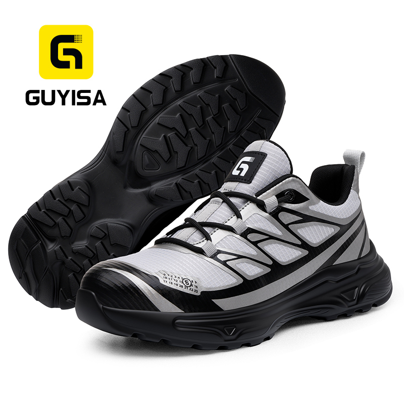 GUYISA  6065 Sport Series Safety Shoes, EN Standard Steel Toe, Anti-Puncture, Rubber-Plastic Outsole, Grid Mesh Upper