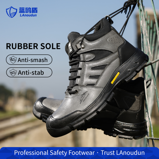 LAoudun D253 Hiking Series Protective Work Shoes, Steel Toe Cap & Anti-Puncture Sole, Microfiber Footwear