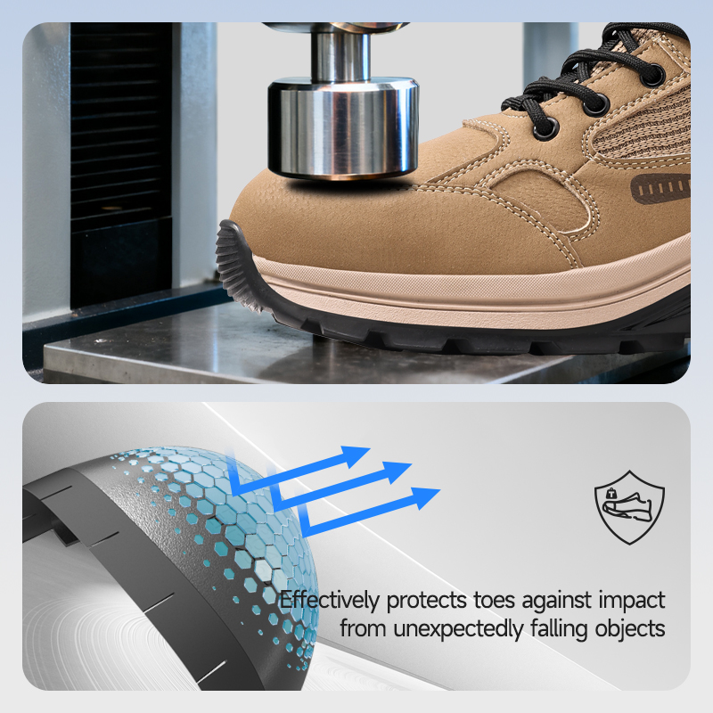 LAoudun D2291BN Work Series Safety Shoes, EN Standard Steel Toe, Anti-Puncture, Rubber Outsole, Microfiber & Sandwich Mesh Upper
