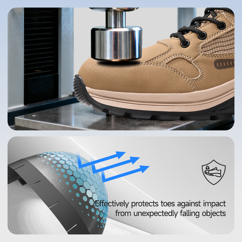 LAoudun D2291BN Work Series Safety Shoes, EN Standard Steel Toe, Anti-Puncture, Rubber Outsole, Microfiber & Sandwich Mesh Upper