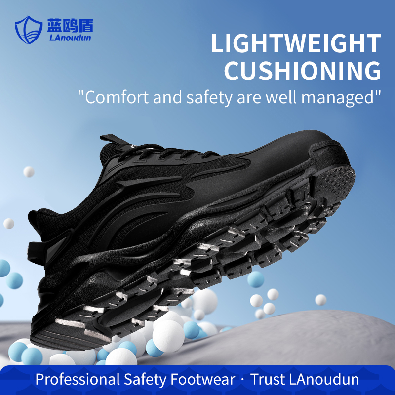 LAoudun DL211G Sport Series Safety Shoes, EN Steel Toe, Anti-Puncture, Solid Dual-Density PU Outsole, Fly Knit & TPU Upper