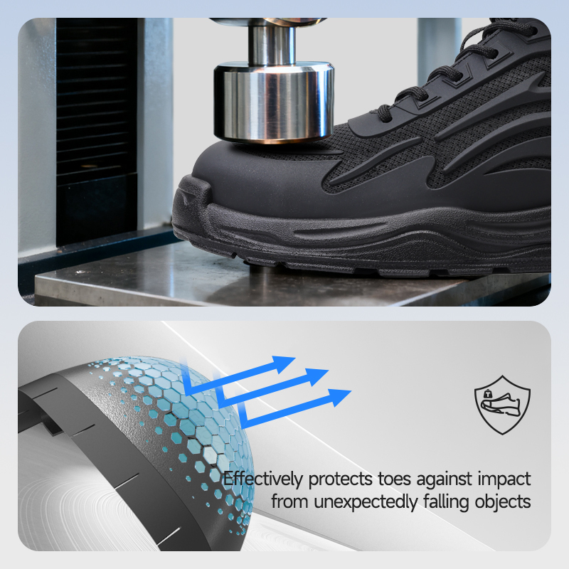LAoudun DL211G Sport Series Safety Shoes, EN Steel Toe, Anti-Puncture, Solid Dual-Density PU Outsole, Fly Knit & TPU Upper