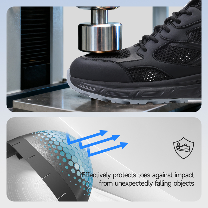 LAoudun D310T Casual Series Safety Shoes, EN Standard Steel Toe, Anti-Puncture, MD Outsole, Microfiber & Fly Knit Mesh Upper