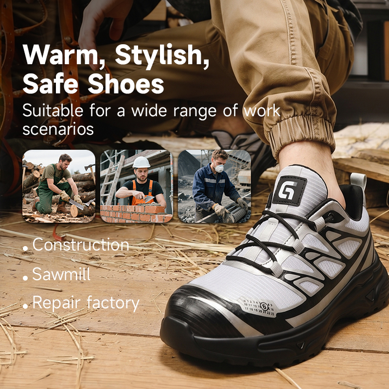 GUYISA  6065 Sport Series Safety Shoes, EN Standard Steel Toe, Anti-Puncture, Rubber-Plastic Outsole, Grid Mesh Upper