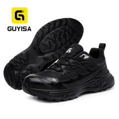 GUYISA 6065BK Sport Safety Shoes, Steel Toe Cap Anti-Smash & Anti-Puncture Work Shoes with Grid Mesh Upper & Rubber-Plastic Sole (EU Standard)
